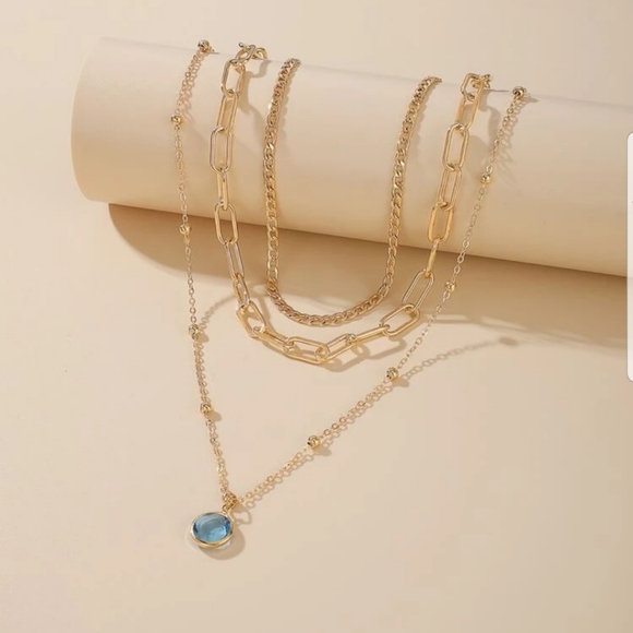*Aviva* Blue Stone Layered Necklace - Picture 5 of 5